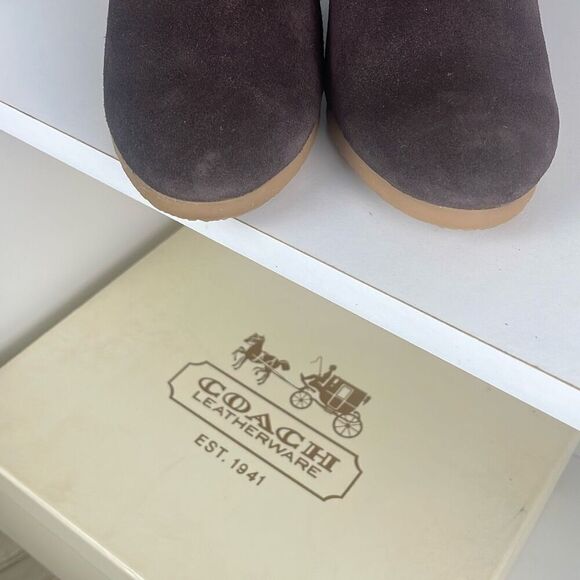 Coach Danee Suede Shearling Shaft Ankle Boots Chestnut Brown 7.5 - Picture 11 of 16